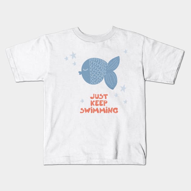 Just keep swimming Kids T-Shirt by Elena Choo